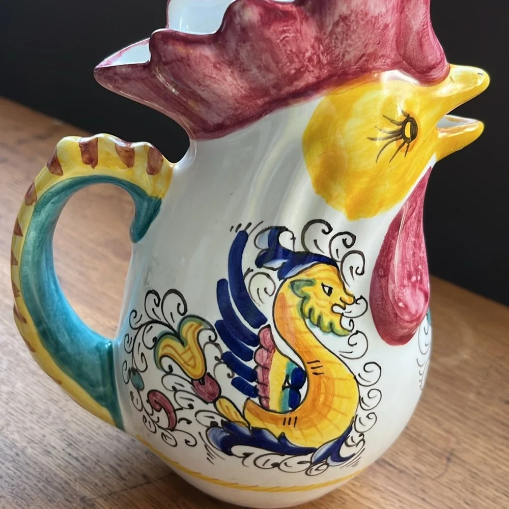 Williams Sonoma Nova Deruta Rooster Pitcher